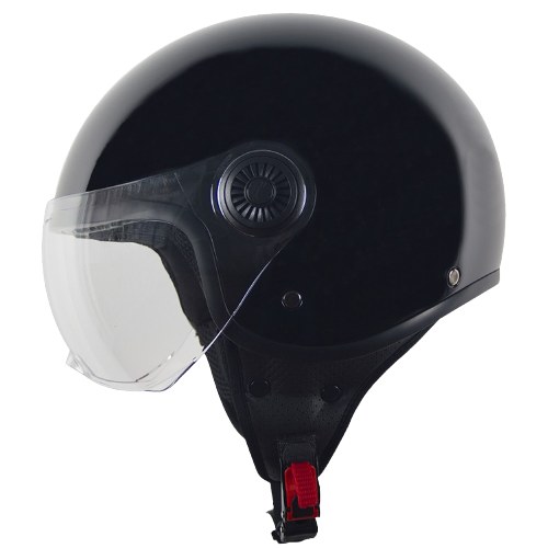 Casco Moto Abierto Jet Vito Loreto Negro Brillante - URA Moto