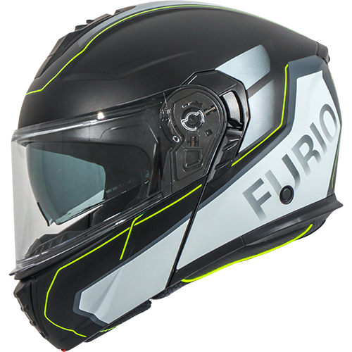 Casco Moto Modular Vito Furio Negro Negro-Fluor Mate - URA Moto