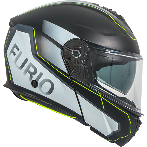 Casco Moto Modular Vito Furio Negro Negro-Fluor Mate - URA Moto