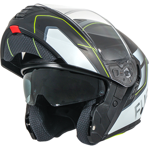 Casco Moto Modular Vito Furio Negro Negro-Fluor Mate - URA Moto