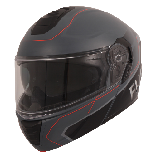 Casco Moto Modular Vito Furio Negro Negro-Rojo Mate - URA Moto