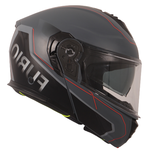 Casco Moto Modular Vito Furio Negro Negro-Rojo Mate - URA Moto