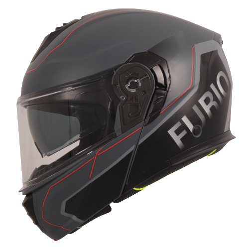 Casco Moto Modular Vito Furio Negro Negro-Rojo Mate - URA Moto