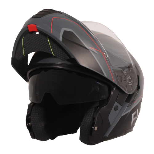 Casco Moto Modular Vito Furio Negro Negro-Rojo Mate - URA Moto