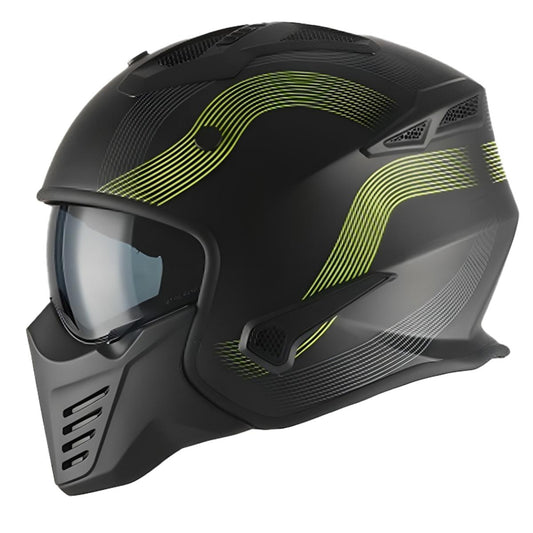 Casco Moto Jet/Integral Vito Bruzano Negro/Fluor Mate - URA Moto