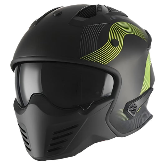 Casco Moto Jet/Integral Vito Bruzano Negro/Fluor Mate - URA Moto