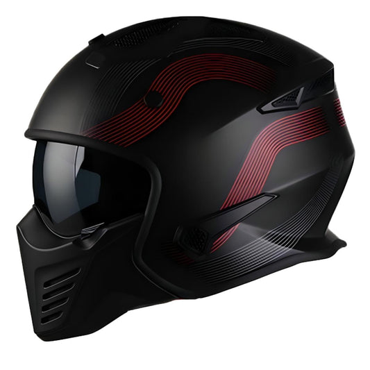 Casco Moto Jet/Integral Vito Bruzano Negro/Rojo Mate - URA Moto