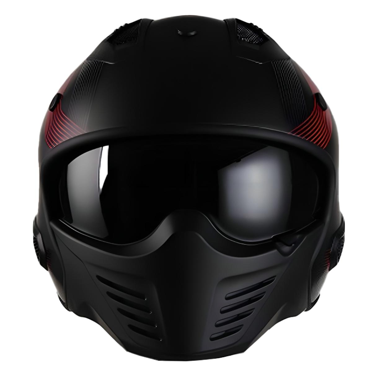 Casco Moto Jet/Integral Vito Bruzano Negro/Rojo Mate - URA Moto