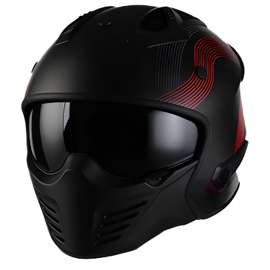 Casco Moto Jet/Integral Vito Bruzano Negro/Rojo Mate - URA Moto