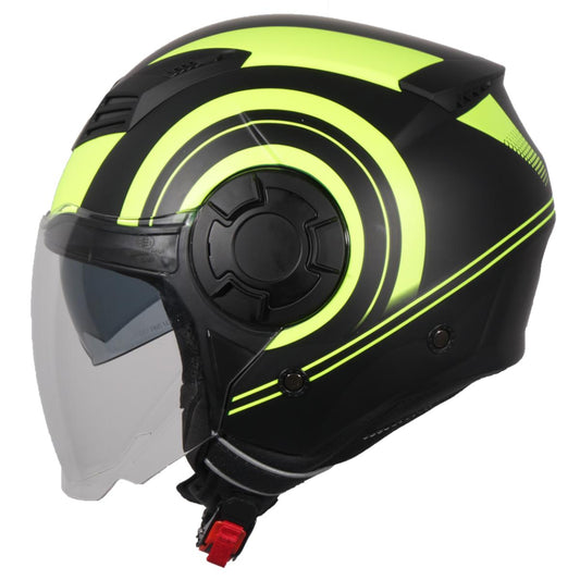 Casco Moto Abierto Jet Vito Isola Negro/Fluor Mate - URA Moto