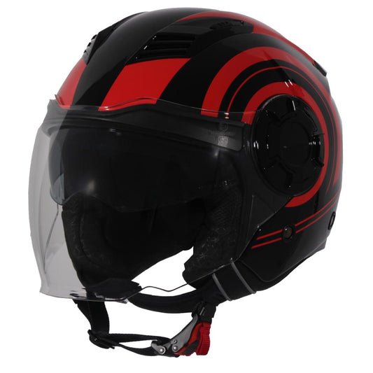Casco Moto Abierto Jet Vito Isola Negro/Rojo Brillante - URA Moto