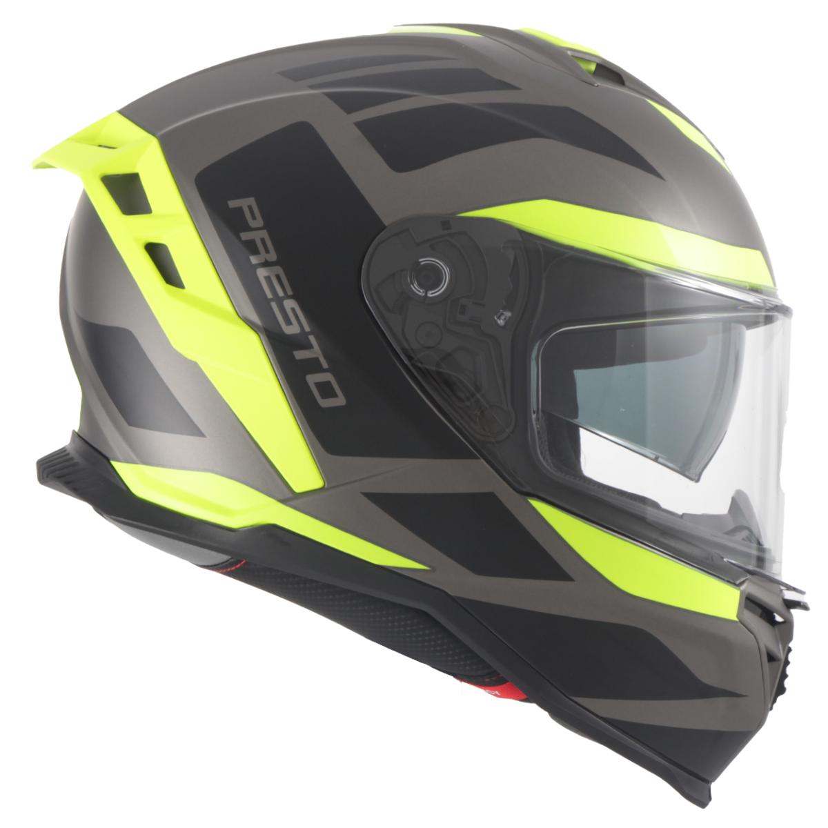 Casco Moto Integral Vito Presto Visera Solar Negro/Fluor Mate - URA Moto