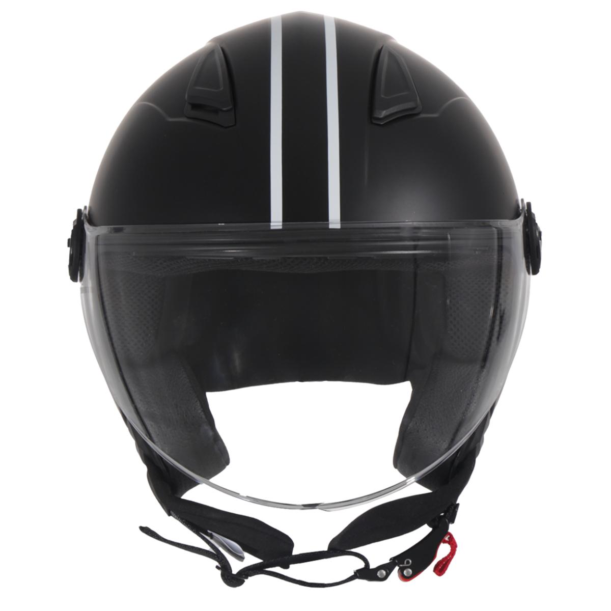 Casco Moto Abierto Jet Vito Moda Infantil Negro Mate - URA Moto