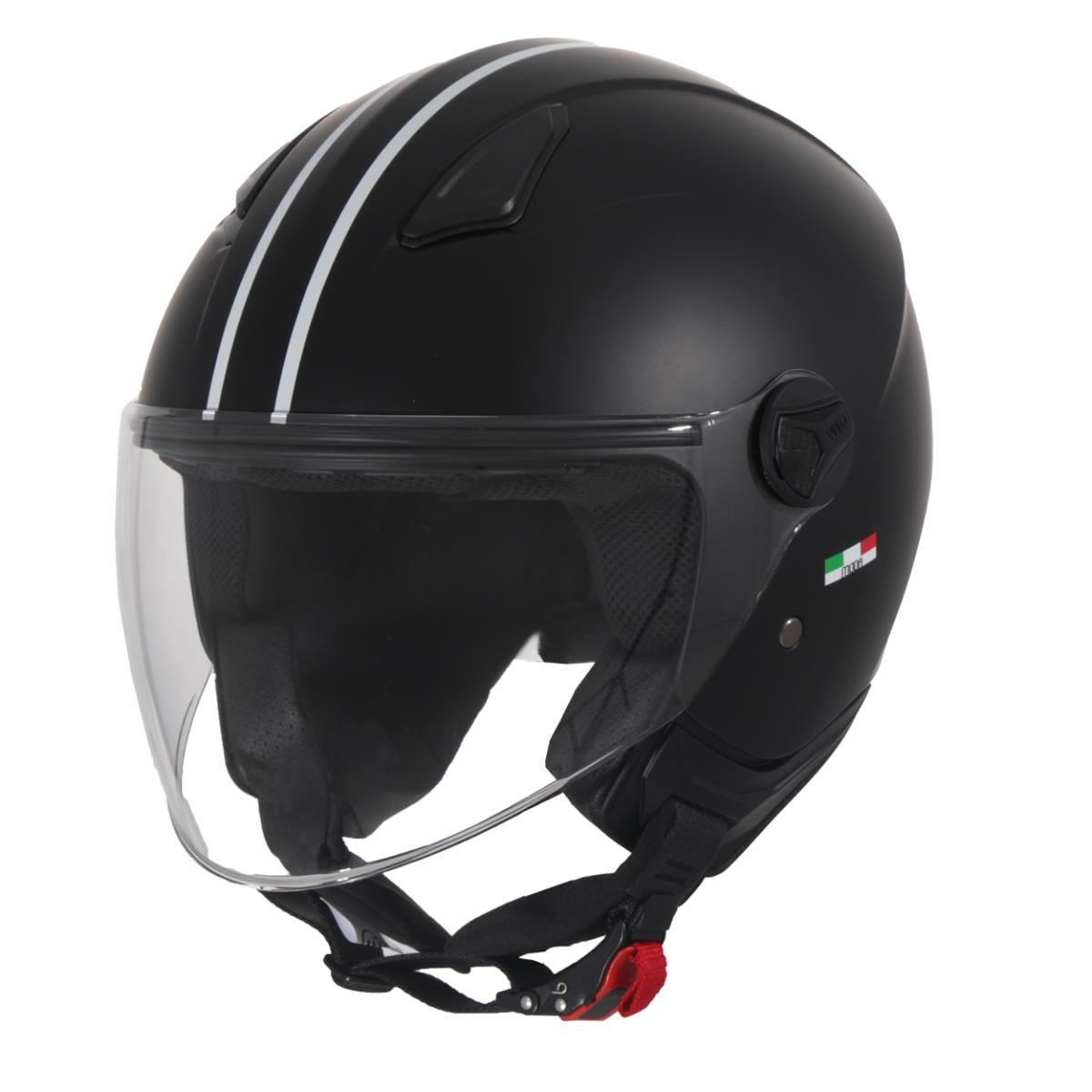 Casco Moto Abierto Jet Vito Moda Infantil Negro Mate - URA Moto