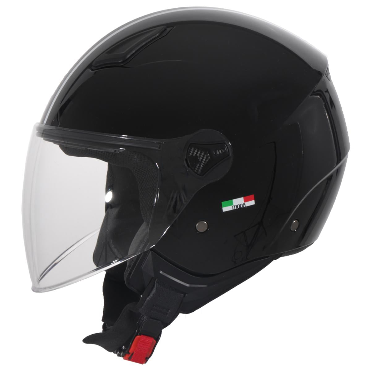 Casco Moto Abierto Jet Vito Moda Infantil Negro Brillante - URA Moto