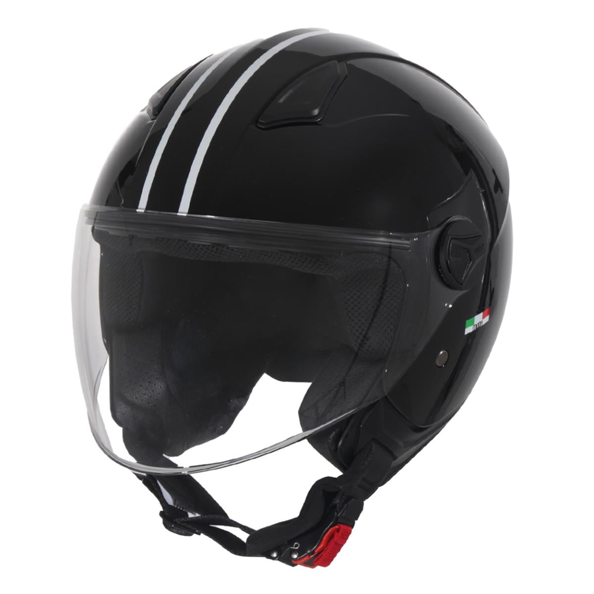 Casco Moto Abierto Jet Vito Moda Infantil Negro Brillante - URA Moto