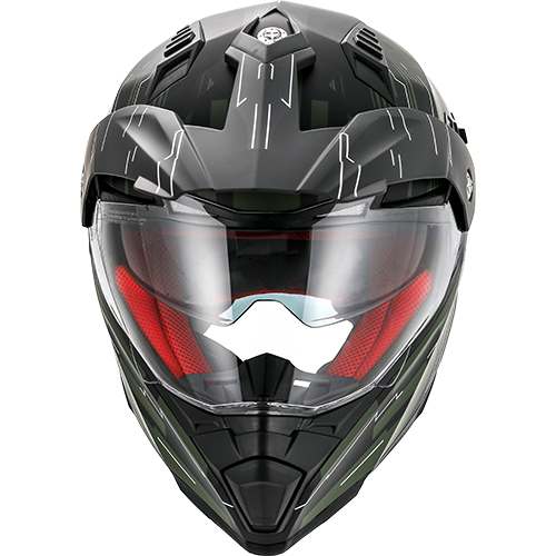 Casco Moto Vito Touring Molino Visera Solar Negro Mate Verde Militar - URA Moto