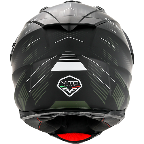 Casco Moto Vito Touring Molino Visera Solar Negro Mate Verde Militar - URA Moto
