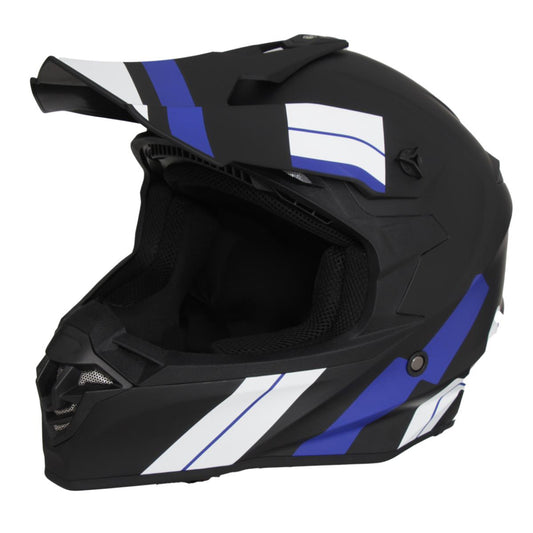 Casco Moto Vito Offroad Tiboli Negro-Azul-Blanco Mate - URA Moto
