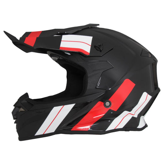 Casco Moto Vito Offroad Tiboli Negro-Rojo-Blanco Brillante - URA Moto