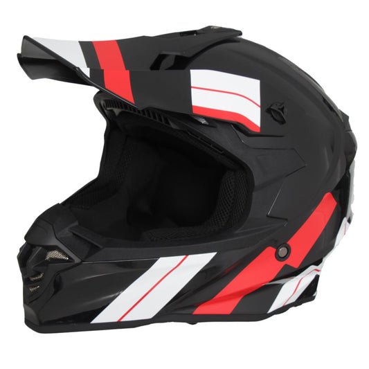 Casco Moto Vito Offroad Tiboli Negro-Rojo-Blanco Brillante - URA Moto