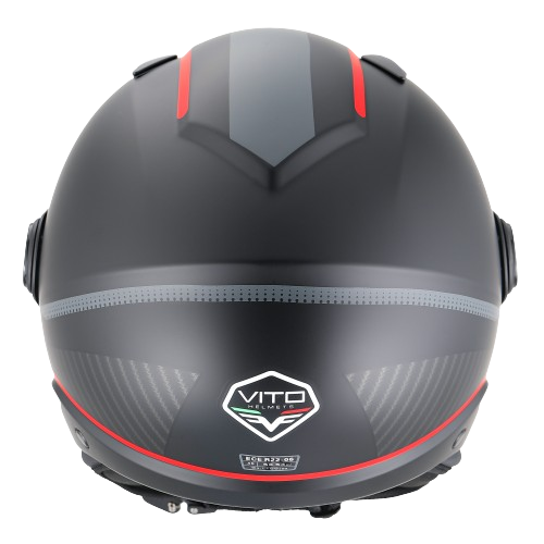 Casco Moto Abierto Jet Vito Labori Doble Visor Negro Rojo