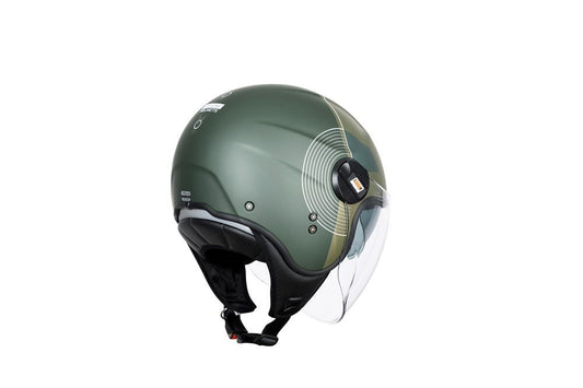 CCasco Origine Alpha Upndown Green Matt ECE 22.06 - Jet Modular con Visera Solar