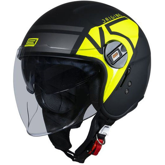 Casco Moto Jet Origine ALPHA V5 FLUO YELLOW/BLACK MATT (ECE22.06) - URA Moto