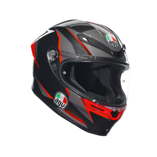 Casco Moto AGV K6 S AGV E2206 SLASHCUT BLACK/GREY/RED - URA Moto