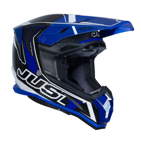 CASCO JUST1 J-22 C FLUO AZUL/NEGRO/BLANCO | Motocross Enduro Carbono - URA Moto