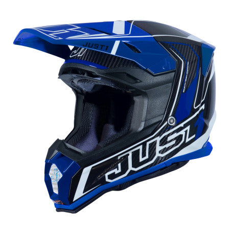 CASCO JUST1 J-22 C FLUO AZUL/NEGRO/BLANCO | Motocross Enduro Carbono - URA Moto
