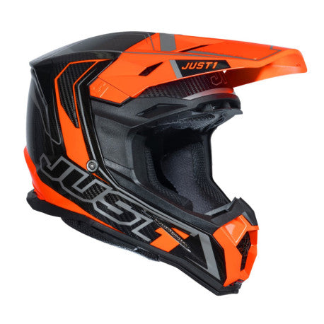 CASCO JUST1 J-22 C FLUO NARANJA FLUOR/GRIS PLATA | Motocross Enduro Carbono - URA Moto