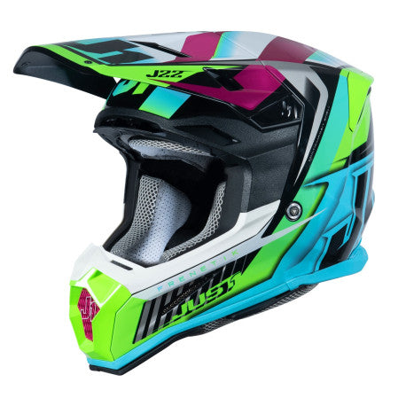 CASCO JUST1 J-22 F FRENETIK NEON FLUO LIMA/NEGRO | Motocross Enduro Fibra - URA Moto