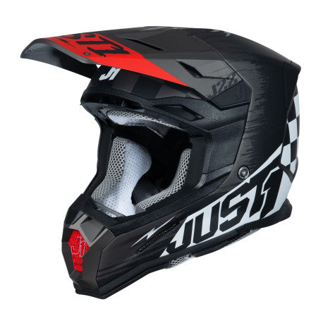 CASCO JUST1 J-22 F FLAGMAN ROJO/TITANIO/NEGRO | Motocross Enduro Fibra - URA Moto