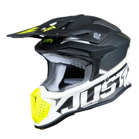 CASCO JUST1 J-18 F HEXA NEGRO/GRIS/AMARILLO FLUOR/BLANCO | Motocross Off-Road - URA Moto