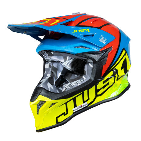 Casco Just1 J-39 Thruster amarillo fluor/azul/rojo/negro | MX Enduro - URA Moto