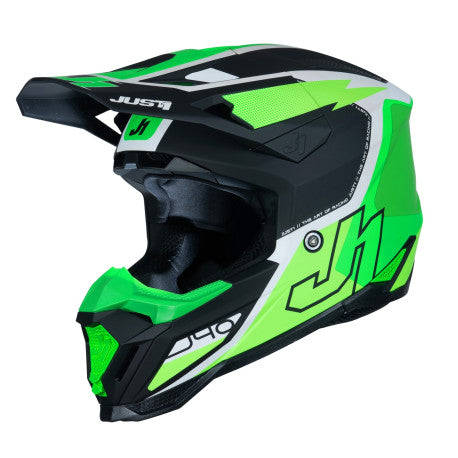 Casco Just1 J-40 Flash blanco/verde/negro | MX Enduro - URA Moto