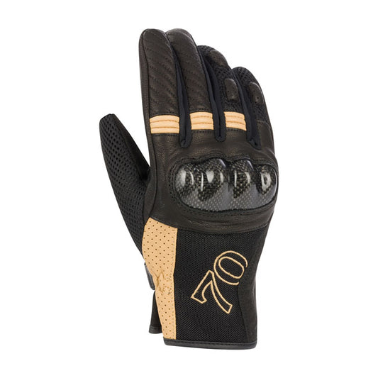 Guantes Moto Mujer Segura Russel Negro-Beige - URA Moto