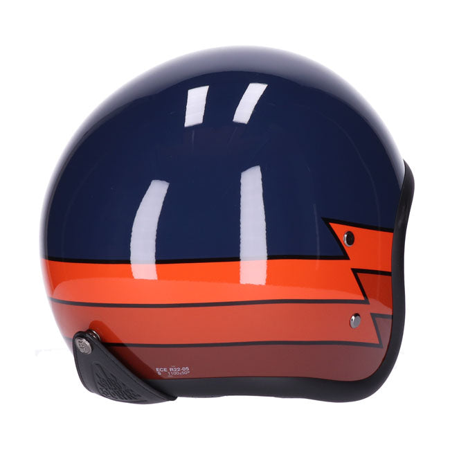 Casco moto Jet Roeg Sundown Marino Brillante Relámpago - URA Moto