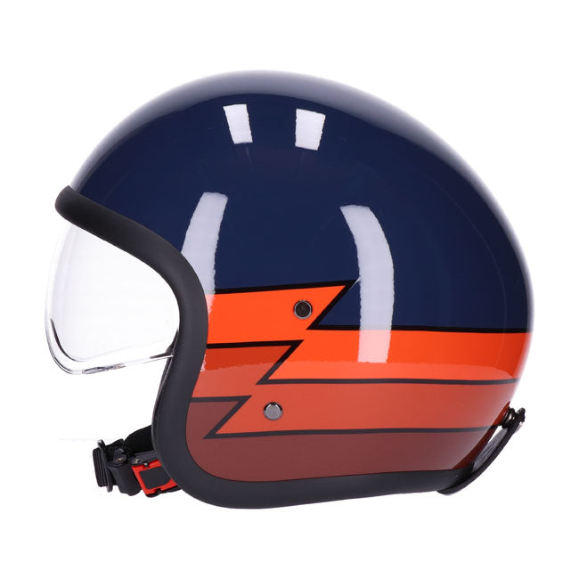 Casco moto Jet Roeg Sundown Marino Brillante Relámpago - URA Moto