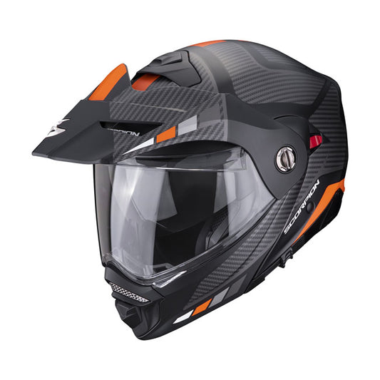 Casco Moto Scorpion ADX-2 Camino Negro-Plata-Naranja Mate - URA Moto