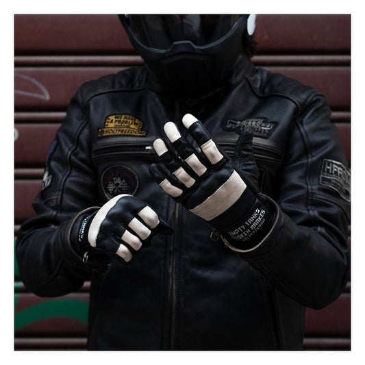 Guante Moto Holy Freedom Outlaw Negro-Blanco - URA Moto