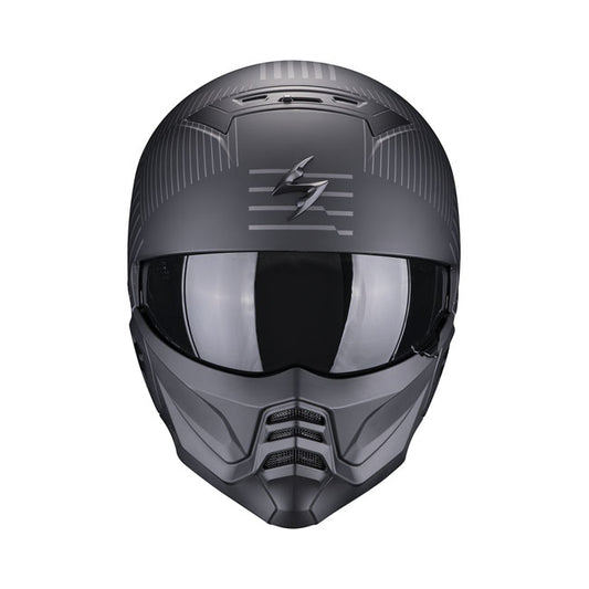 Casco Moto Scorpion EXO-Combat II Negro-Plata Mate - URA Moto