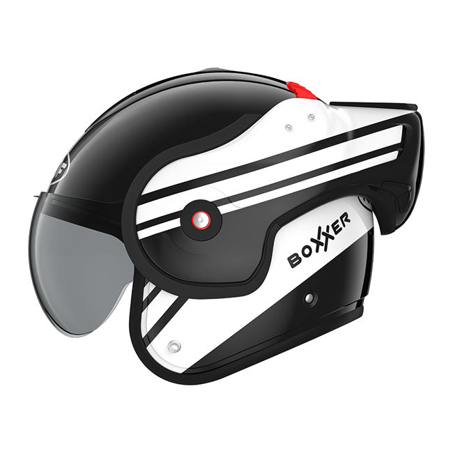 Casco moto Roof Modular Boxxer Sting Negro-Blanco - URA Moto