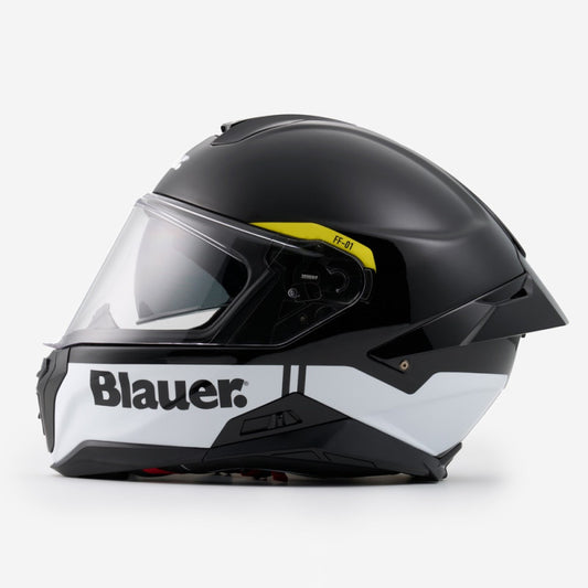 Casco Integral Blauer FF-01 Negro Blanco Fibra Gráfico