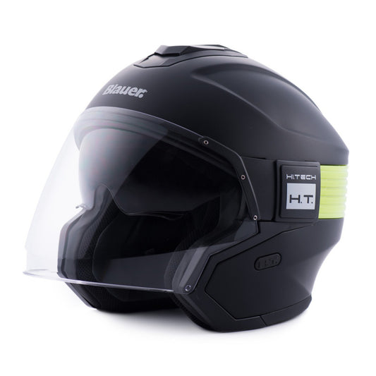 Casco Moto Jet Blauer HACKER BTR Negro-Amarillo Fluor - URA Moto