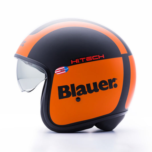 Casco Moto Jet Blauer PILOT 1.1 Gráfica G Negro-Naranja Mate - URA Moto
