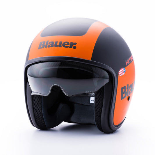 Casco Moto Jet Blauer PILOT 1.1 Gráfica G Negro-Naranja Mate - URA Moto