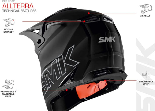 Casco moto SMK Offroad Allterra Negro Mate (MA260) - URA Moto