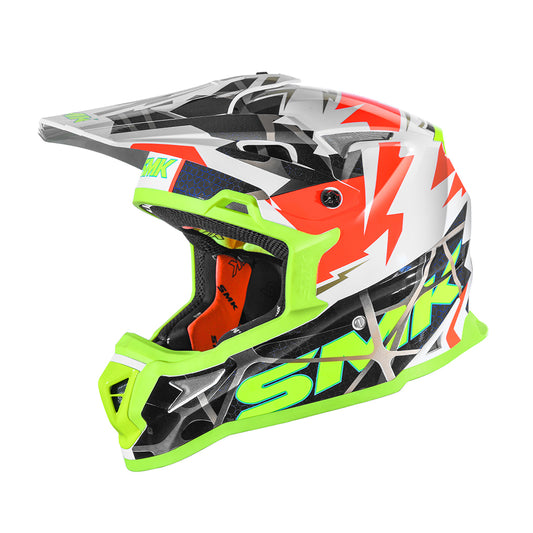 Casco moto SMK Offroad Allterra Fulmine Decorado Brillo (GL174) - URA Moto